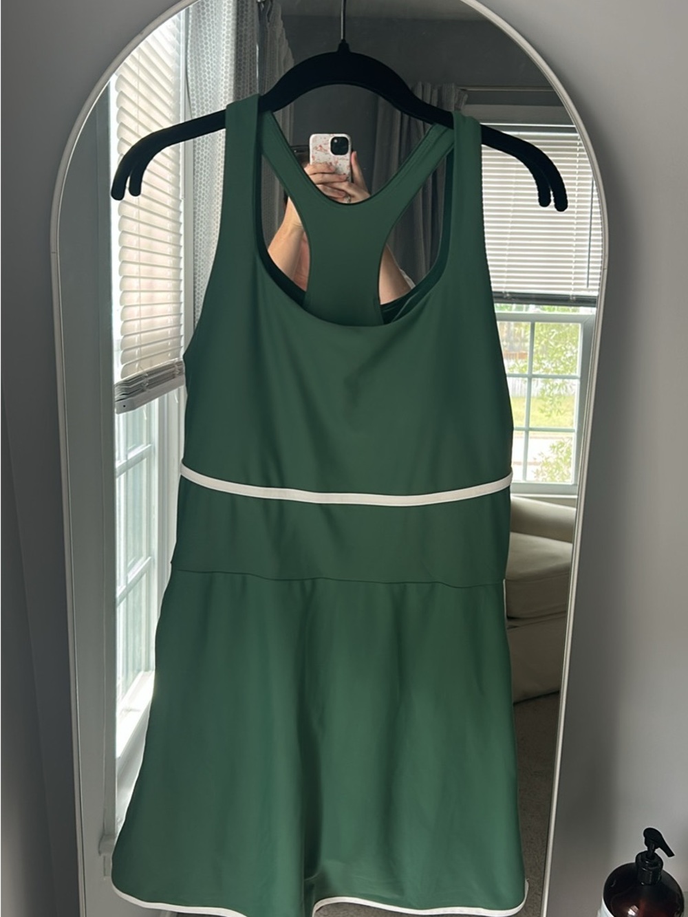 Old Navy Forest Green Racerback Tank Dress with White Trim